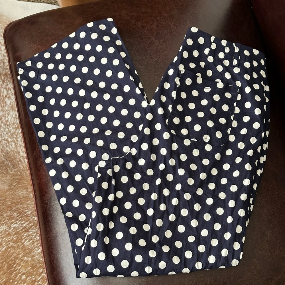 Lulus Adorable Delight Navy Polka Dot High-rise Straight Leg Pants Blue - Size M - Picture 2 of 5